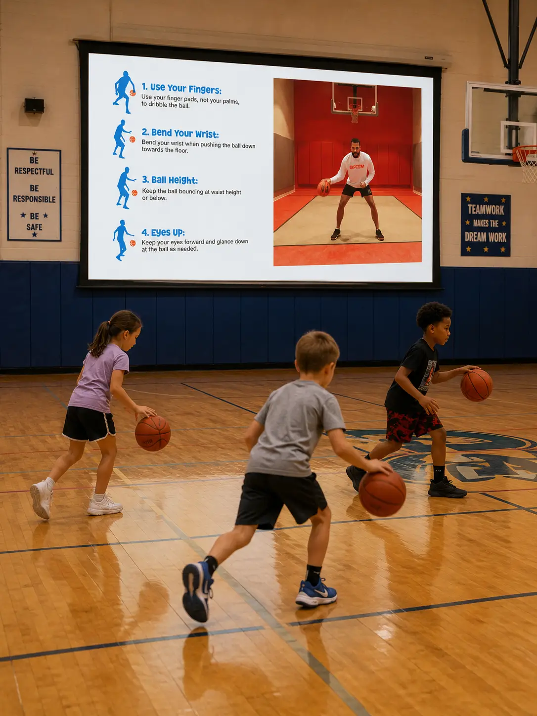 Elementary student jumping rope during fitness PE